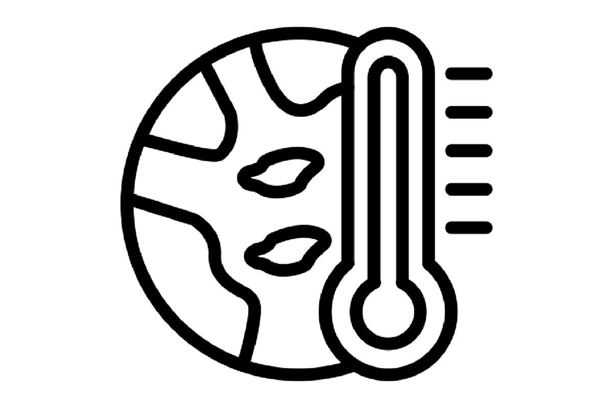 Illustration of a thermometer next to Earth.